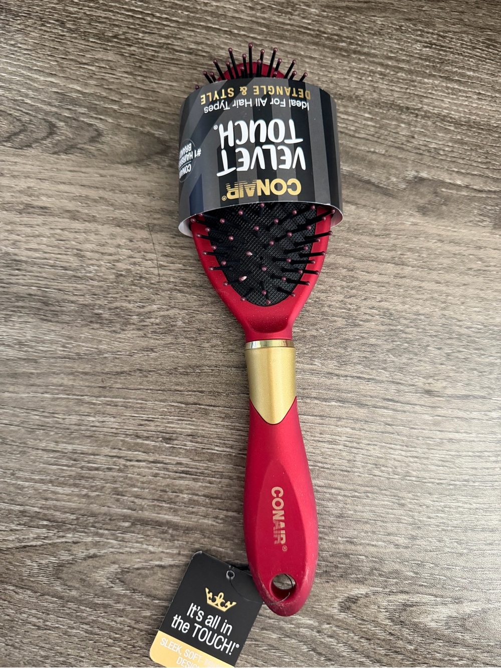 Velvet Touch Red and Gold Paddle Brush